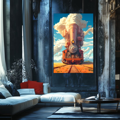 Steampunk Train Poster – Buffalo | Awe-Inspiring Wall Art for Sci-Fi & Fantasy Train Enthusiasts | Unique and Exclusive Artwork