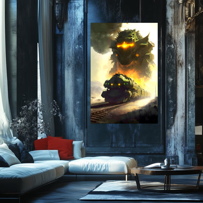 Fantasy Train Poster – Viridian Wyrmhauler | Awe-Inspiring Wall Art for Sci-Fi & Fantasy Train Enthusiasts | Unique and Exclusive Artwork