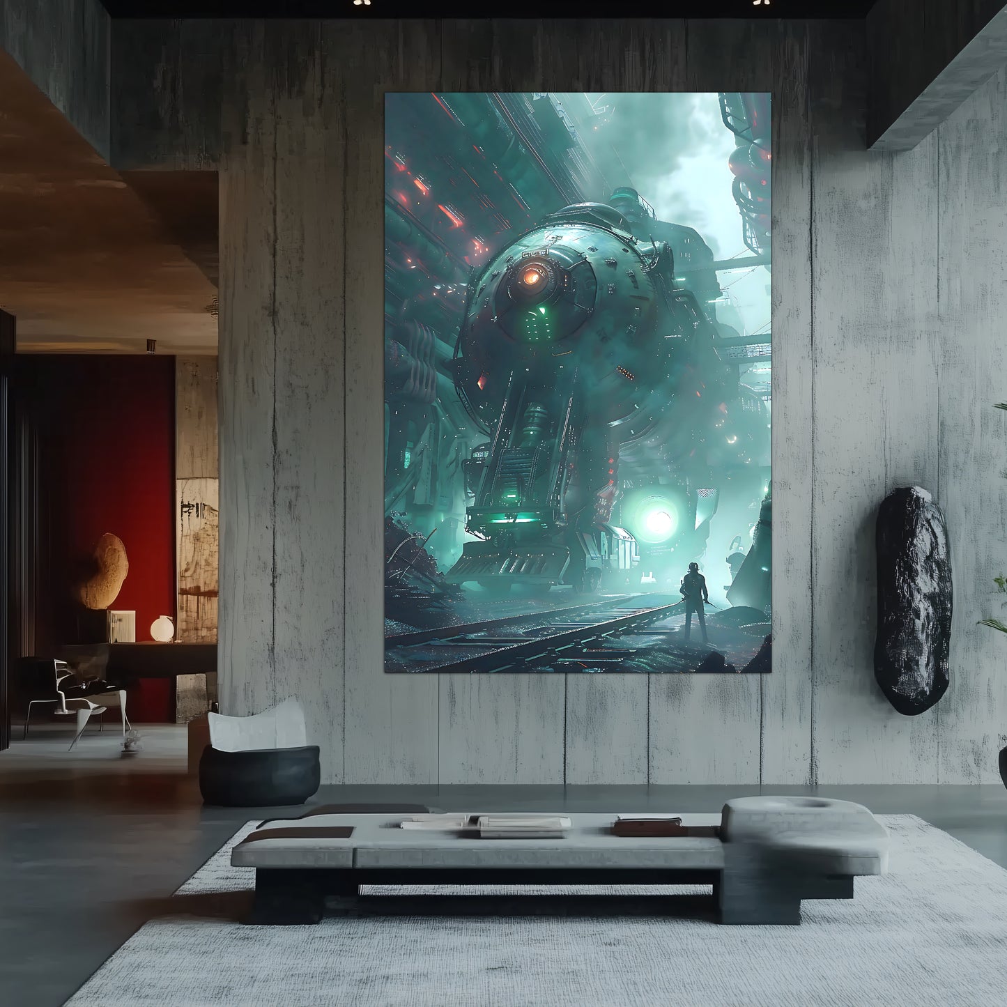 Cyberpunk Train Poster – Epitome One | Awe-Inspiring Wall Art for Sci-Fi & Fantasy Train Enthusiasts | Unique and Exclusive Artwork