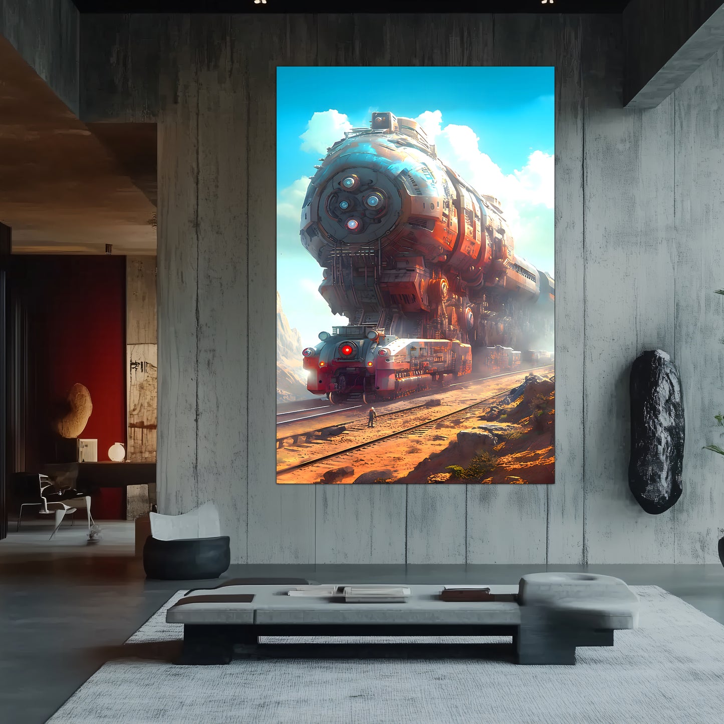 Post-Apocalyptic Train Poster – Arcanum Carrier | Awe-Inspiring Wall Art for Sci-Fi & Fantasy Train Enthusiasts | Unique and Exclusive Artwork