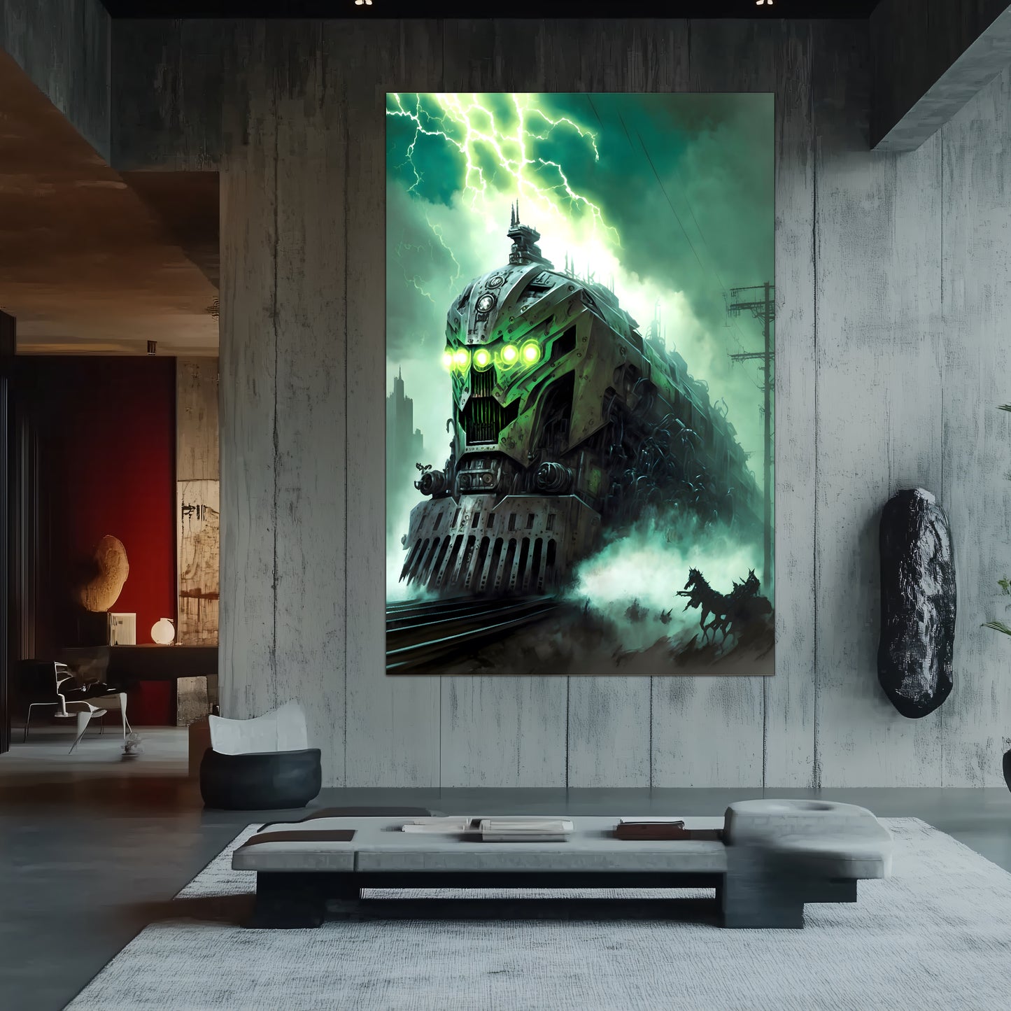 Zombie Train Poster – Hellforge Executor | Awe-Inspiring Wall Art for Sci-Fi & Fantasy Train Enthusiasts | Unique and Exclusive Artwork