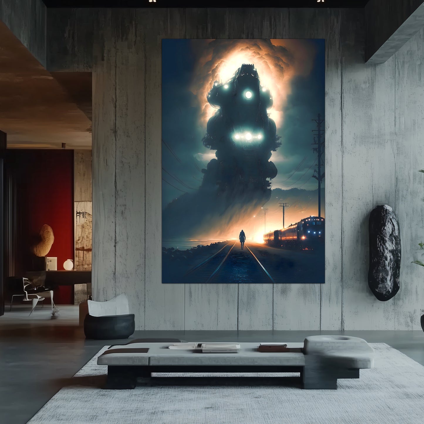 Post-Apocalyptic Train Poster – The Unyielding Monolith | Awe-Inspiring Wall Art for Sci-Fi & Fantasy Train Enthusiasts | Unique and Exclusive Artwork