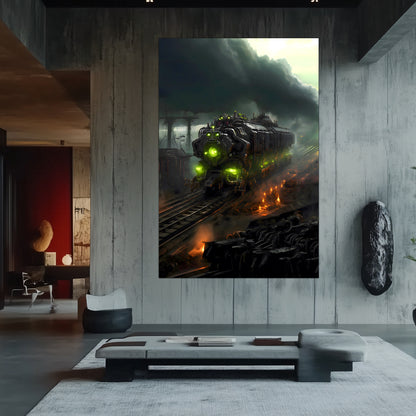 Zombie Train Poster – Dreadcrave Collector | Awe-Inspiring Wall Art for Sci-Fi & Fantasy Train Enthusiasts | Unique and Exclusive Artwork