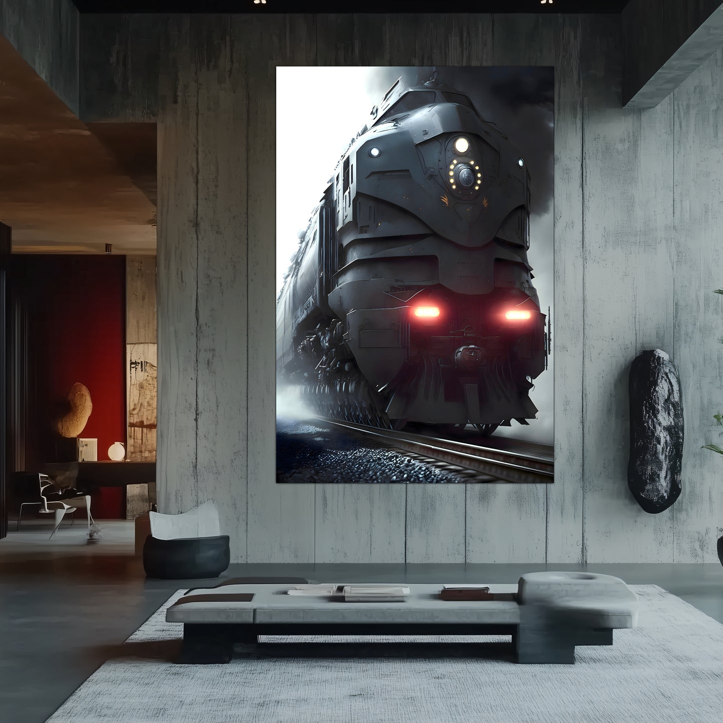 Dystopia Train Poster – Grimbringer Thunderclad | Awe-Inspiring Wall Art for Sci-Fi & Fantasy Train Enthusiasts | Unique and Exclusive Artwork