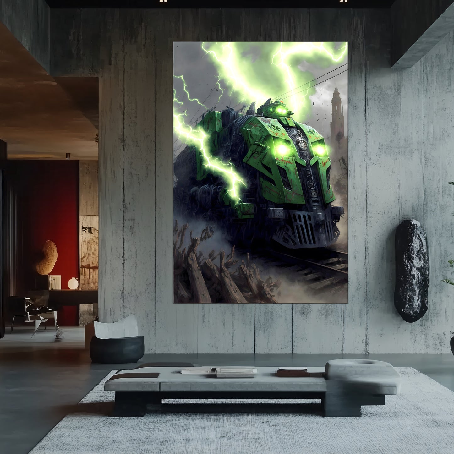Zombie Train Poster – Shadowbane Revenant | Awe-Inspiring Wall Art for Sci-Fi & Fantasy Train Enthusiasts | Unique and Exclusive Artwork