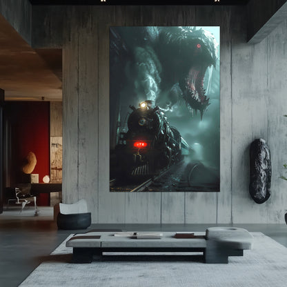 Fantasy Train Poster – Dragonbane Express | Awe-Inspiring Wall Art for Sci-Fi & Fantasy Train Enthusiasts | Unique and Exclusive Artwork
