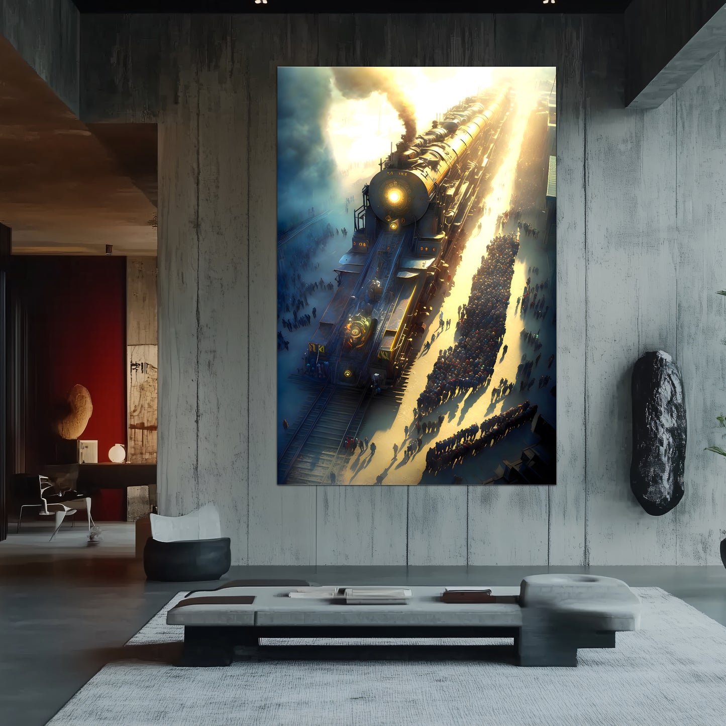 Steampunk Train Poster – Behemoth Boy | Awe-Inspiring Wall Art for Sci-Fi & Fantasy Train Enthusiasts | Unique and Exclusive Artwork