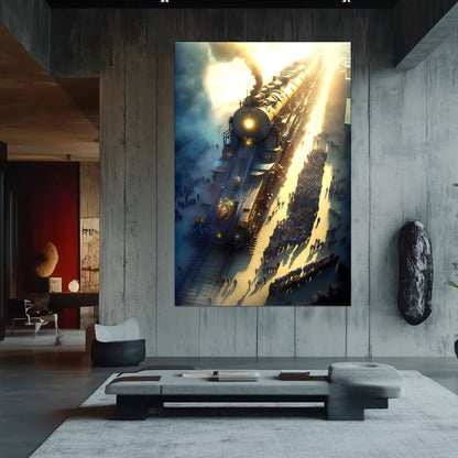 Steampunk Train Poster – Behemoth Boy | Awe-Inspiring Wall Art for Sci-Fi & Fantasy Train Enthusiasts | Unique and Exclusive Artwork