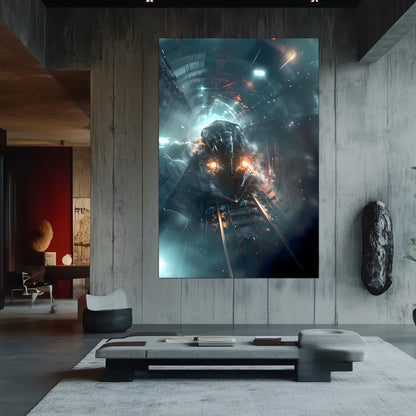 Cyberpunk Train Poster – Nightblade Crusader | Awe-Inspiring Wall Art for Sci-Fi & Fantasy Train Enthusiasts | Unique and Exclusive Artwork