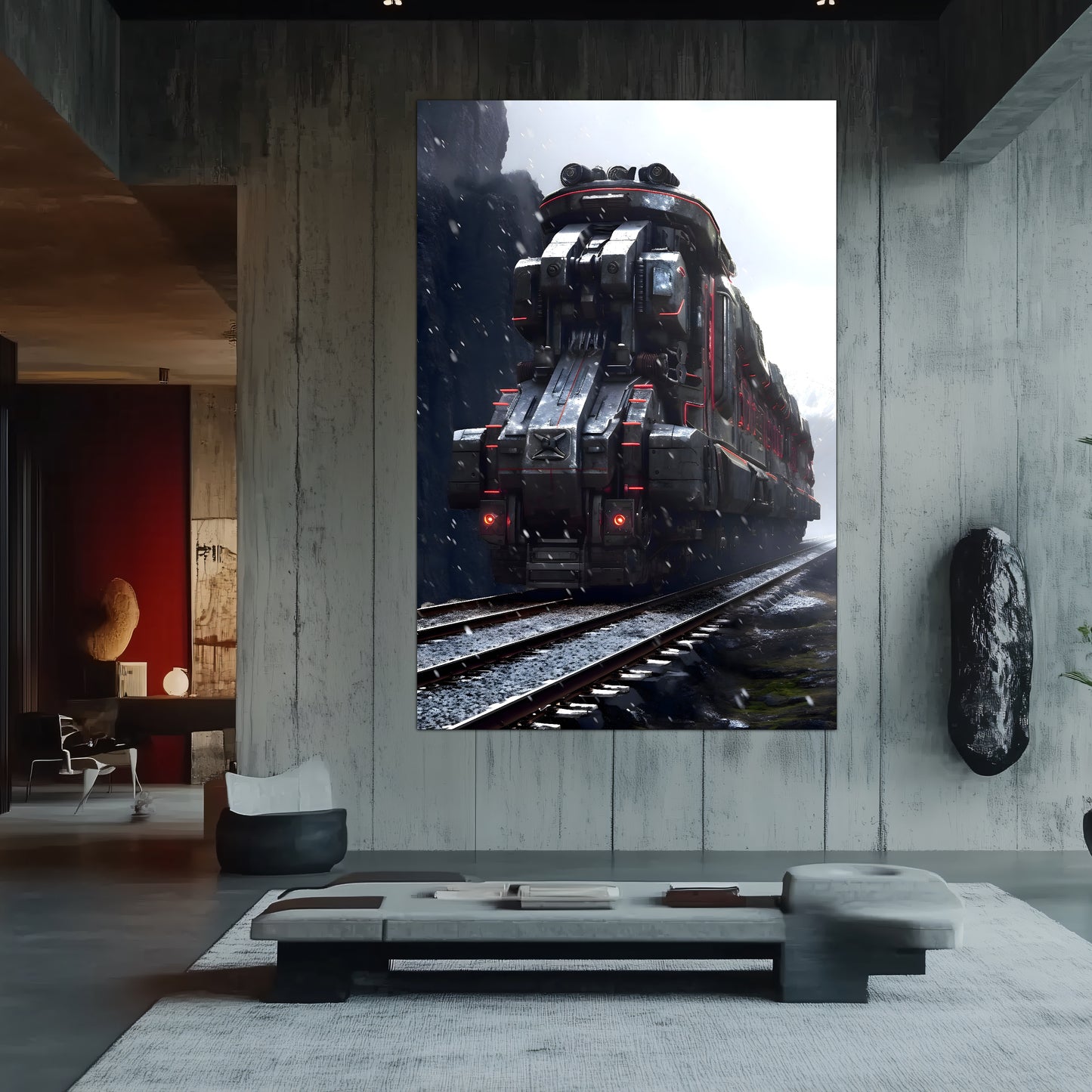 Dystopia Train Poster – Ironridge Bastion | Awe-Inspiring Wall Art for Sci-Fi & Fantasy Train Enthusiasts | Unique and Exclusive Artwork
