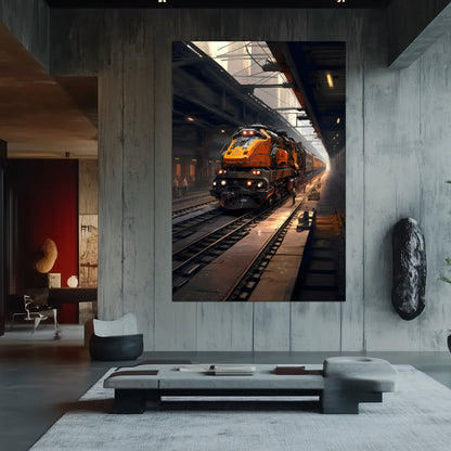 Diesel Train Poster – Blazerush Hauler | Awe-Inspiring Wall Art for Sci-Fi & Fantasy Train Enthusiasts | Unique and Exclusive Artwork