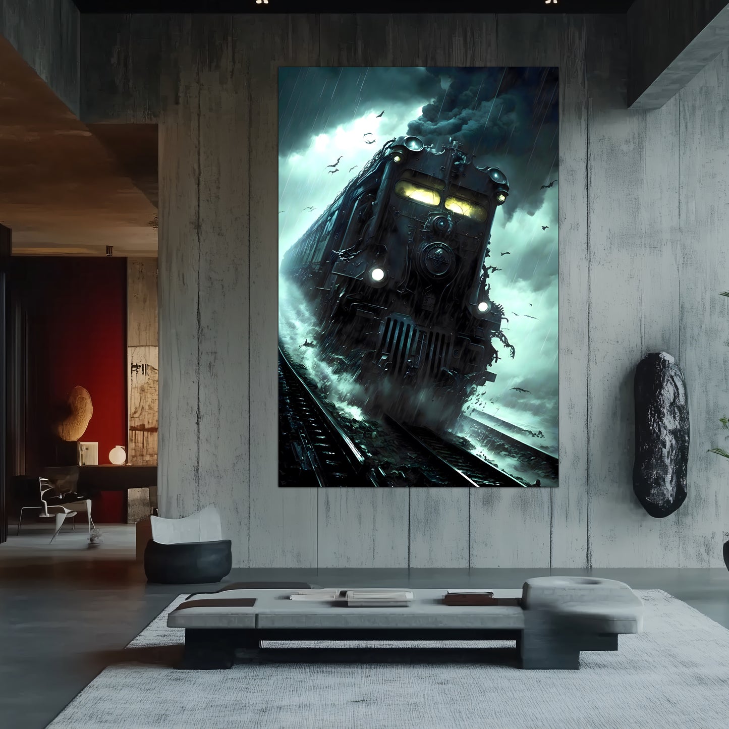 Zombie Train Poster – The Grim Hauler | Awe-Inspiring Wall Art for Sci-Fi & Fantasy Train Enthusiasts | Unique and Exclusive Artwork