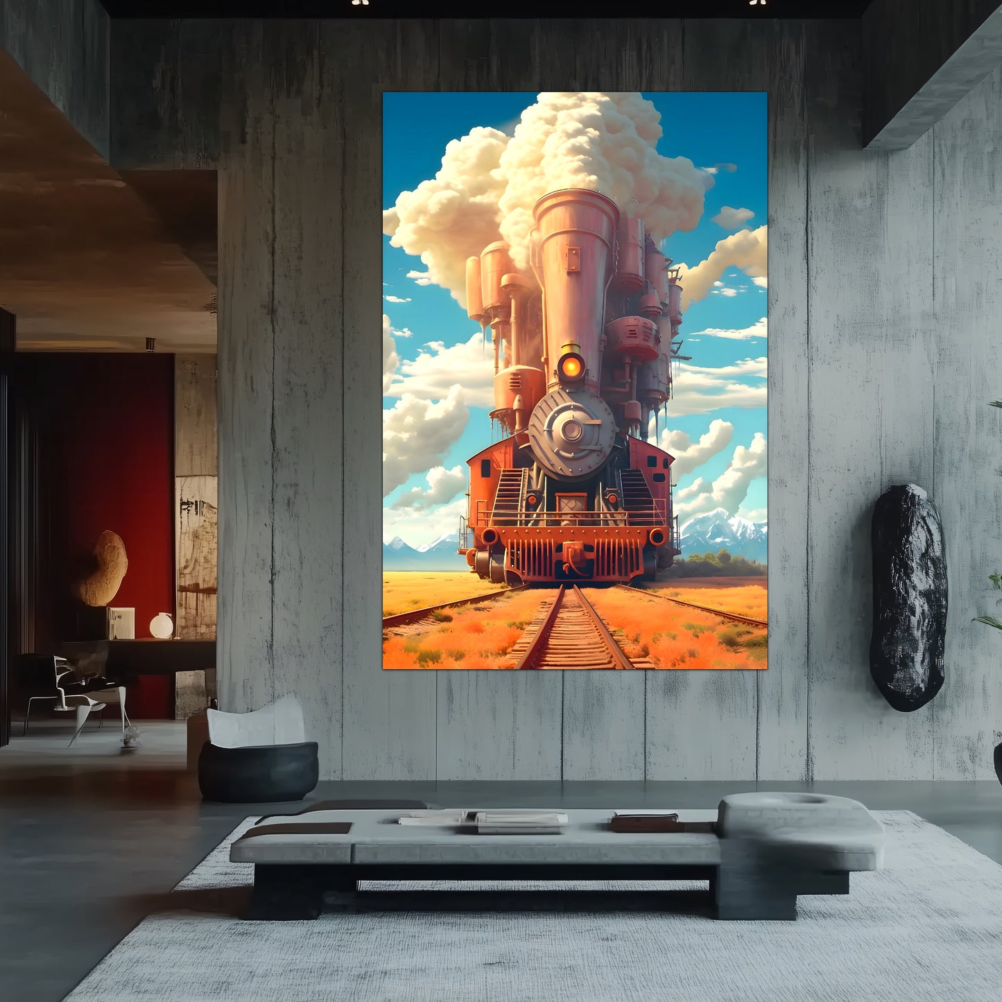 Steampunk Train Poster – Buffalo | Awe-Inspiring Wall Art for Sci-Fi & Fantasy Train Enthusiasts | Unique and Exclusive Artwork