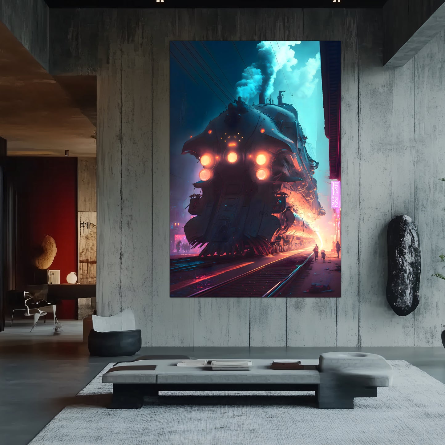 Cyberpunk Train Poster – Chromeshell Nightcrawler | Awe-Inspiring Wall Art for Sci-Fi & Fantasy Train Enthusiasts | Unique and Exclusive Artwork