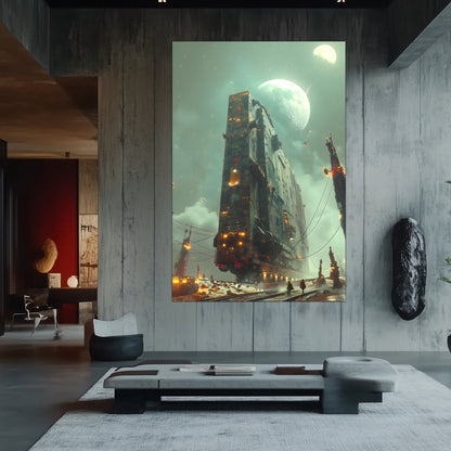 Dystopia Train Poster – The Moonbringer | Awe-Inspiring Wall Art for Sci-Fi & Fantasy Train Enthusiasts | Unique and Exclusive Artwork