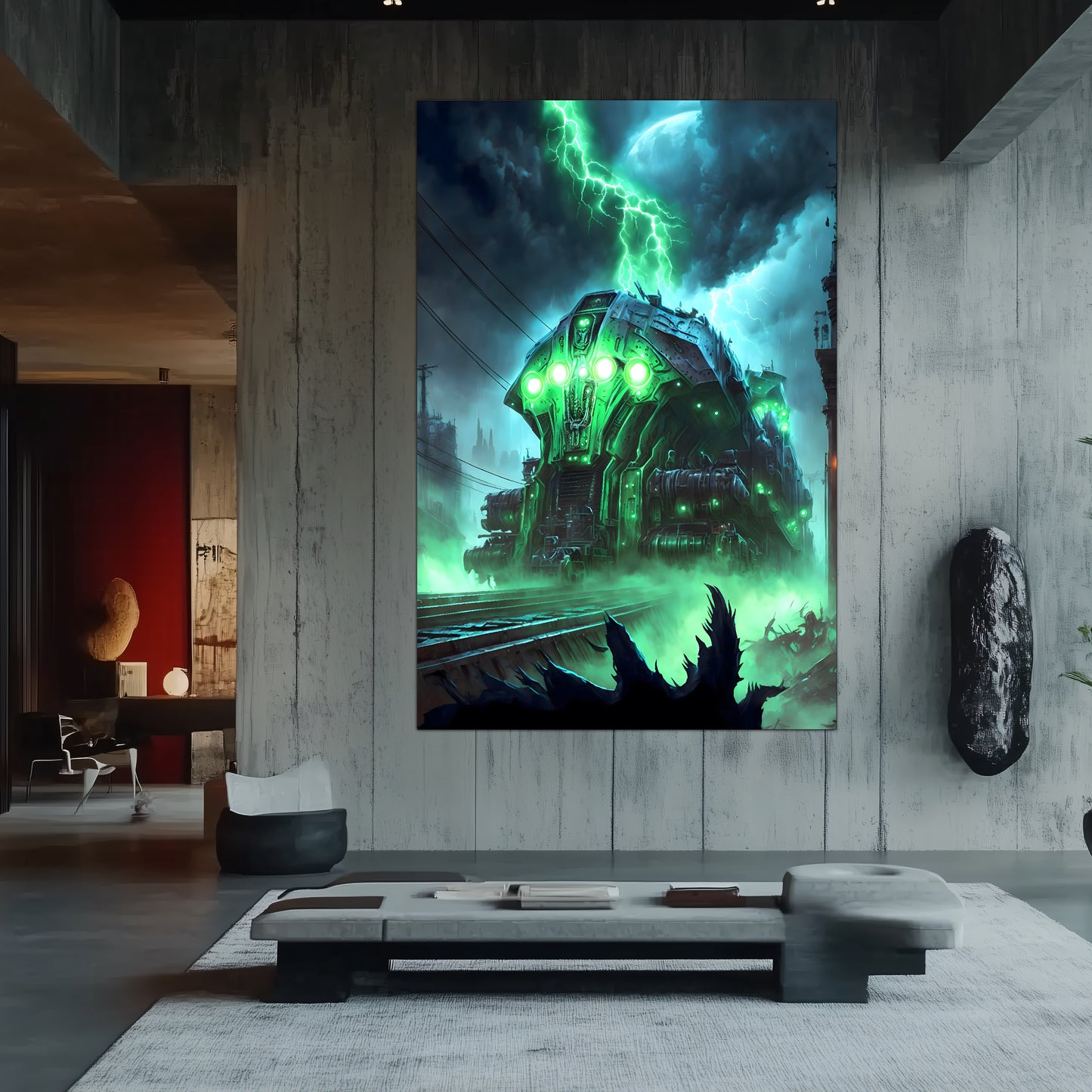Zombie Train Poster – The Warp Architect | Awe-Inspiring Wall Art for Sci-Fi & Fantasy Train Enthusiasts | Unique and Exclusive Artwork