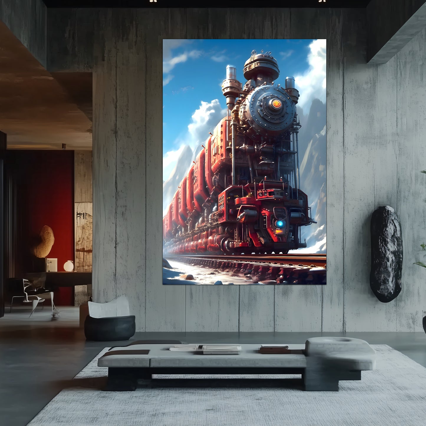 Post-Apocalyptic Train Poster – Colonial Colossus | Awe-Inspiring Wall Art for Sci-Fi & Fantasy Train Enthusiasts | Unique and Exclusive Artwork