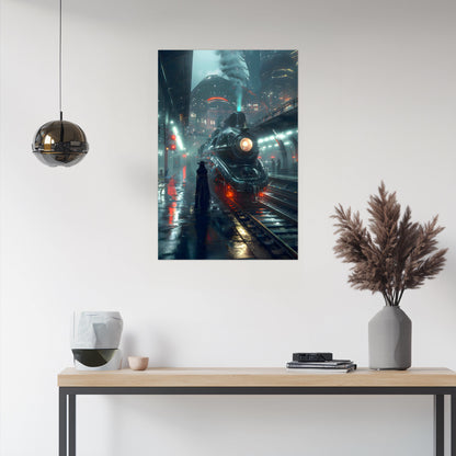 Dystopia Train Poster – Solarwind Express | Awe-Inspiring Wall Art for Sci-Fi & Fantasy Train Enthusiasts | Unique and Exclusive Artwork
