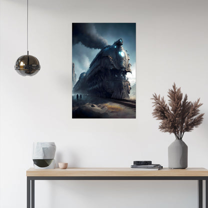 Dystopia Train Poster – Titanforge Paladin | Awe-Inspiring Wall Art for Sci-Fi & Fantasy Train Enthusiasts | Unique and Exclusive Artwork
