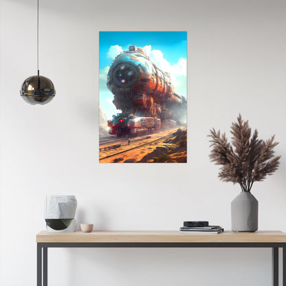 Post-Apocalyptic Train Poster – Arcanum Carrier | Awe-Inspiring Wall Art for Sci-Fi & Fantasy Train Enthusiasts | Unique and Exclusive Artwork