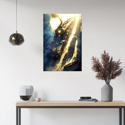 Steampunk Train Poster – Behemoth Boy | Awe-Inspiring Wall Art for Sci-Fi & Fantasy Train Enthusiasts | Unique and Exclusive Artwork