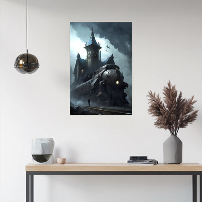 Fantasy Train Poster – Darkmist Phantom | Awe-Inspiring Wall Art for Sci-Fi & Fantasy Train Enthusiasts | Unique and Exclusive Artwork