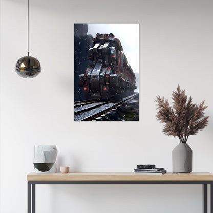 Dystopia Train Poster – Ironridge Bastion | Awe-Inspiring Wall Art for Sci-Fi & Fantasy Train Enthusiasts | Unique and Exclusive Artwork