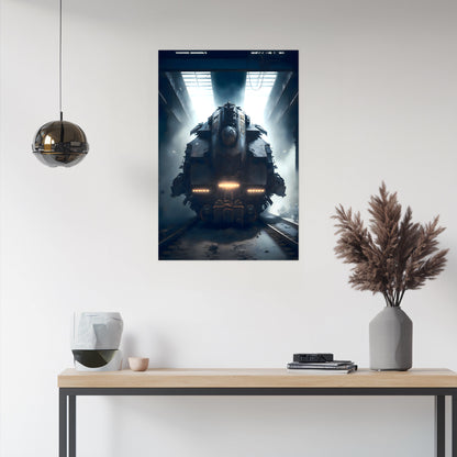 Diesel Train Poster – Aeternum Custos | Awe-Inspiring Wall Art for Sci-Fi & Fantasy Train Enthusiasts | Unique and Exclusive Artwork