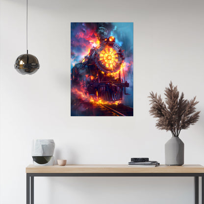 Steampunk Train Poster – Eternal Engine | Awe-Inspiring Wall Art for Sci-Fi & Fantasy Train Enthusiasts | Unique and Exclusive Artwork