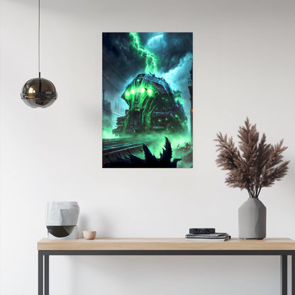 Zombie Train Poster – The Warp Architect | Awe-Inspiring Wall Art for Sci-Fi & Fantasy Train Enthusiasts | Unique and Exclusive Artwork