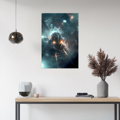 Cyberpunk Train Poster – Nightblade Crusader | Awe-Inspiring Wall Art for Sci-Fi & Fantasy Train Enthusiasts | Unique and Exclusive Artwork