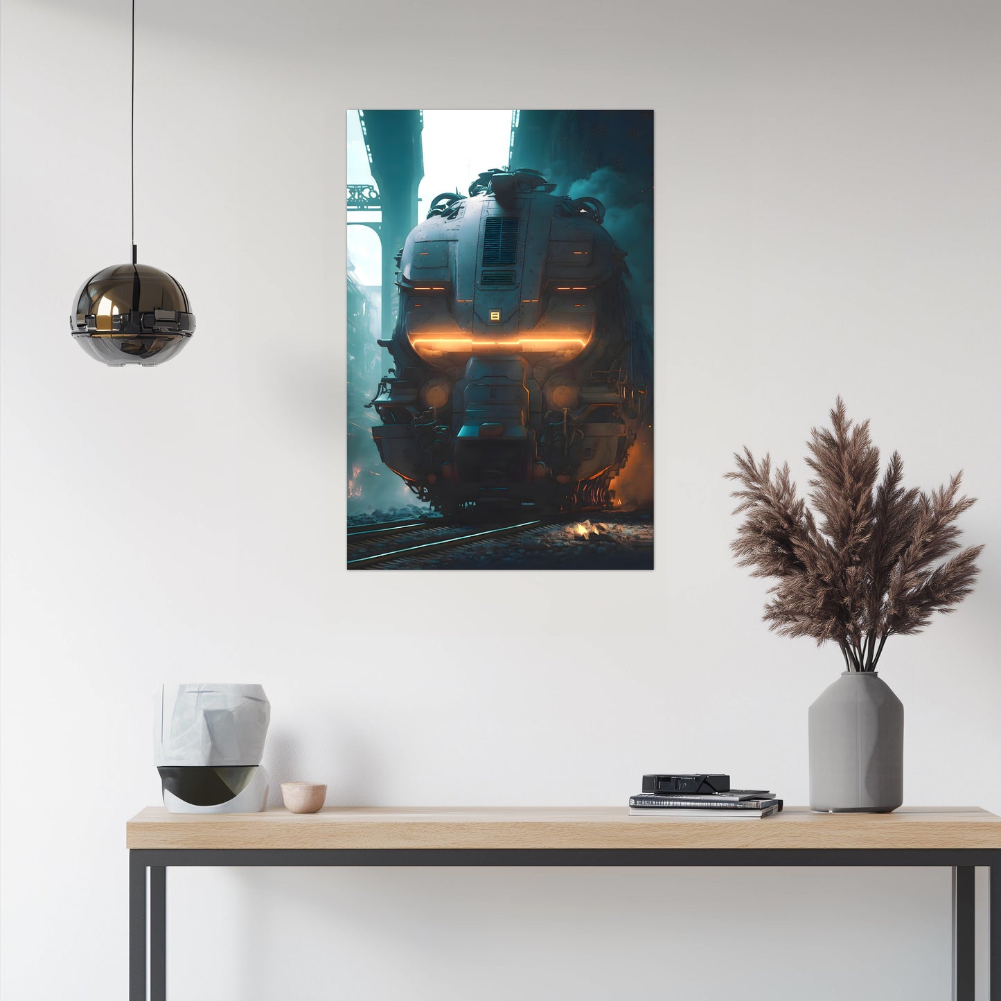 Cyberpunk Train Poster – Dreadpulse  Omnihauler | Awe-Inspiring Wall Art for Sci-Fi & Fantasy Train Enthusiasts | Unique and Exclusive Artwork