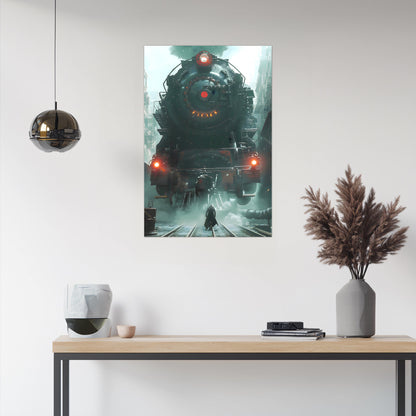 Dystopia Train Poster – Iron Predator | Awe-Inspiring Wall Art for Sci-Fi & Fantasy Train Enthusiasts | Unique and Exclusive Artwork