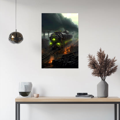 Zombie Train Poster – Dreadcrave Collector | Awe-Inspiring Wall Art for Sci-Fi & Fantasy Train Enthusiasts | Unique and Exclusive Artwork