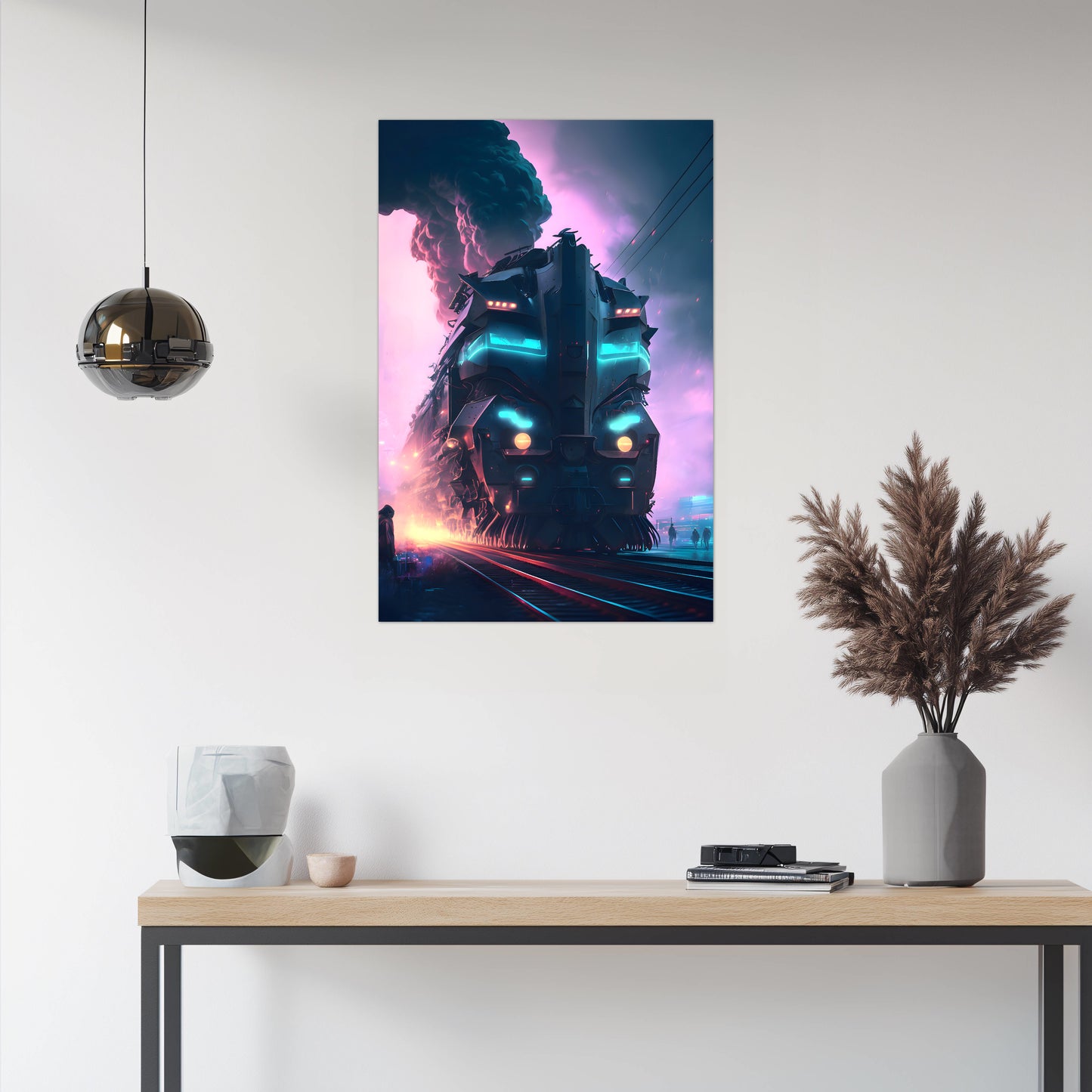 Cyberpunk Train Poster – Neon Hauler | Awe-Inspiring Wall Art for Sci-Fi & Fantasy Train Enthusiasts | Unique and Exclusive Artwork
