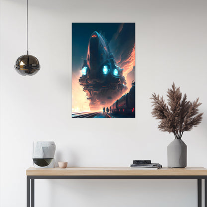 Cyberpunk Train Poster – Hyperion Elysian Metrocore | Awe-Inspiring Wall Art for Sci-Fi & Fantasy Train Enthusiasts | Unique and Exclusive Artwork