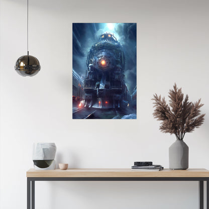 Post-Apocalyptic Train Poster – Winterborn Thunderheart | Awe-Inspiring Wall Art for Sci-Fi & Fantasy Train Enthusiasts | Unique and Exclusive Artwork