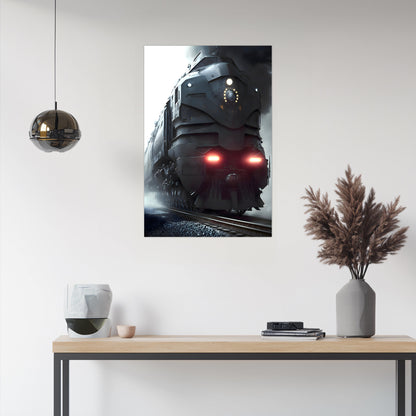 Dystopia Train Poster – Grimbringer Thunderclad | Awe-Inspiring Wall Art for Sci-Fi & Fantasy Train Enthusiasts | Unique and Exclusive Artwork