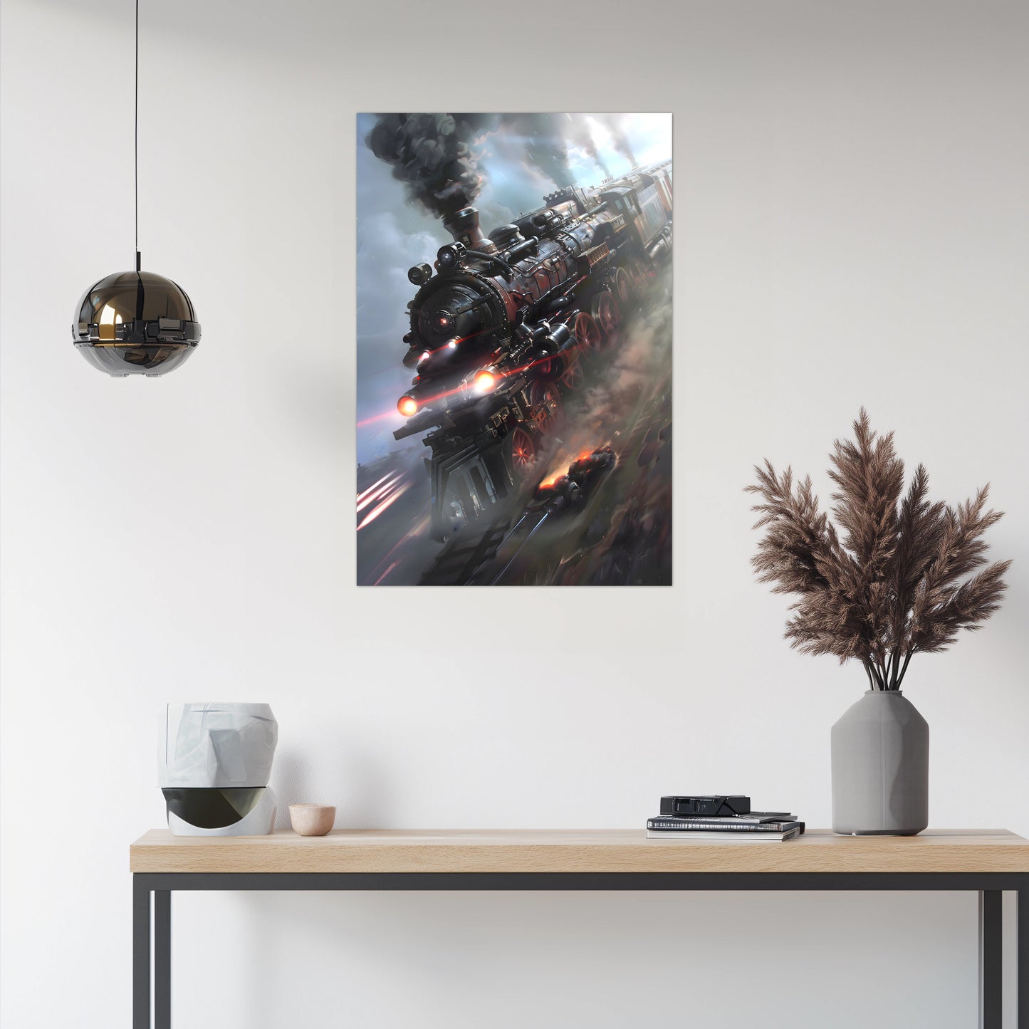 Steampunk Train Poster – Blitzfire Express | Awe-Inspiring Wall Art for Sci-Fi & Fantasy Train Enthusiasts | Unique and Exclusive Artwork
