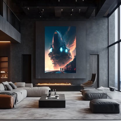 Cyberpunk Train Poster – Hyperion Elysian Metrocore | Awe-Inspiring Wall Art for Sci-Fi & Fantasy Train Enthusiasts | Unique and Exclusive Artwork