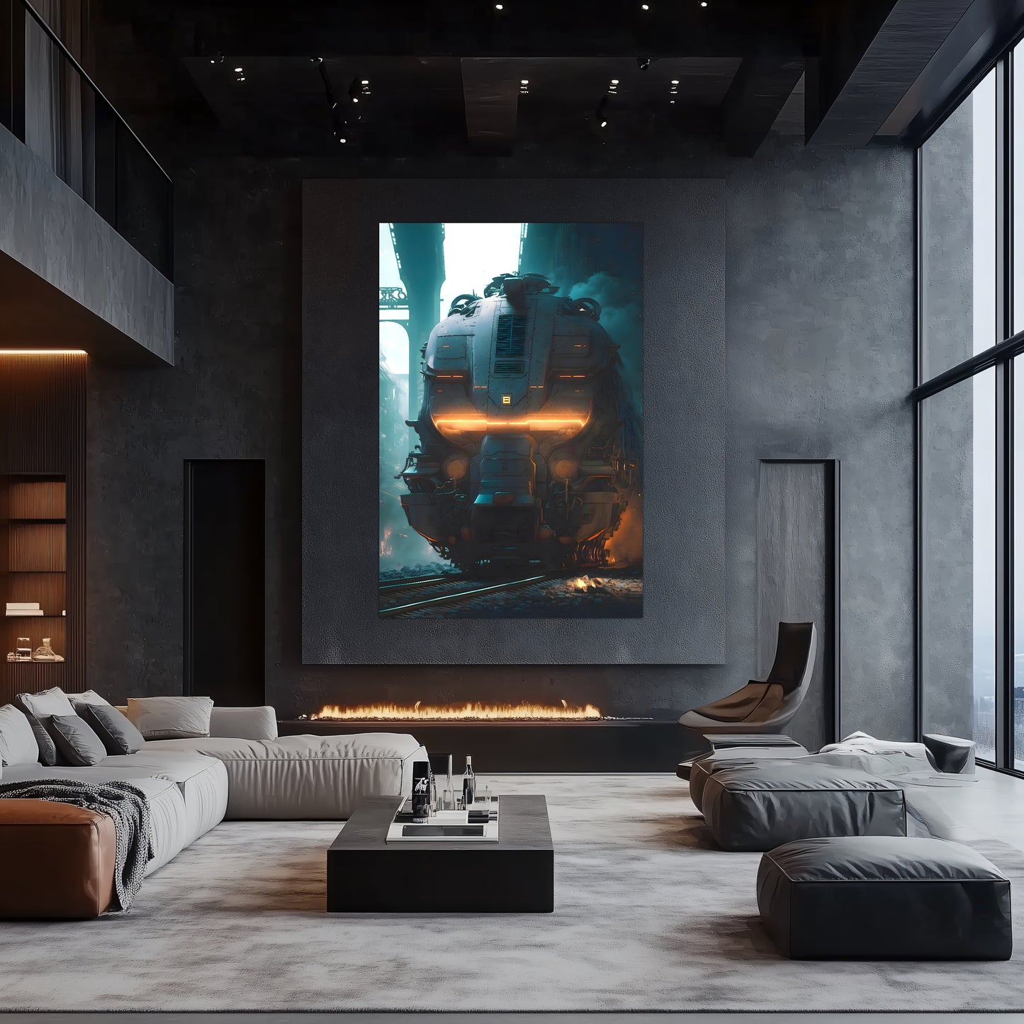 Cyberpunk Train Poster – Dreadpulse  Omnihauler | Awe-Inspiring Wall Art for Sci-Fi & Fantasy Train Enthusiasts | Unique and Exclusive Artwork