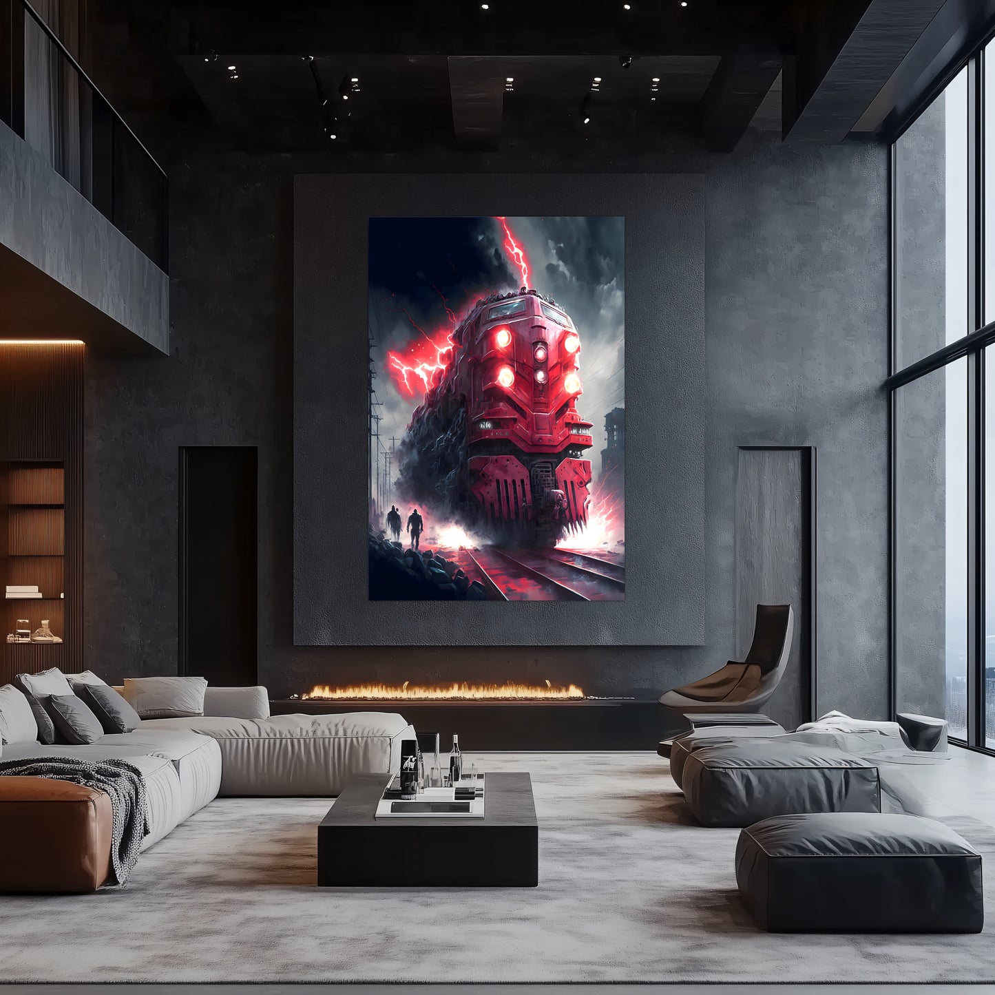Wasteland Train Poster – Crimson Maelstrom | Awe-Inspiring Wall Art for Sci-Fi & Fantasy Train Enthusiasts | Unique and Exclusive Artwork