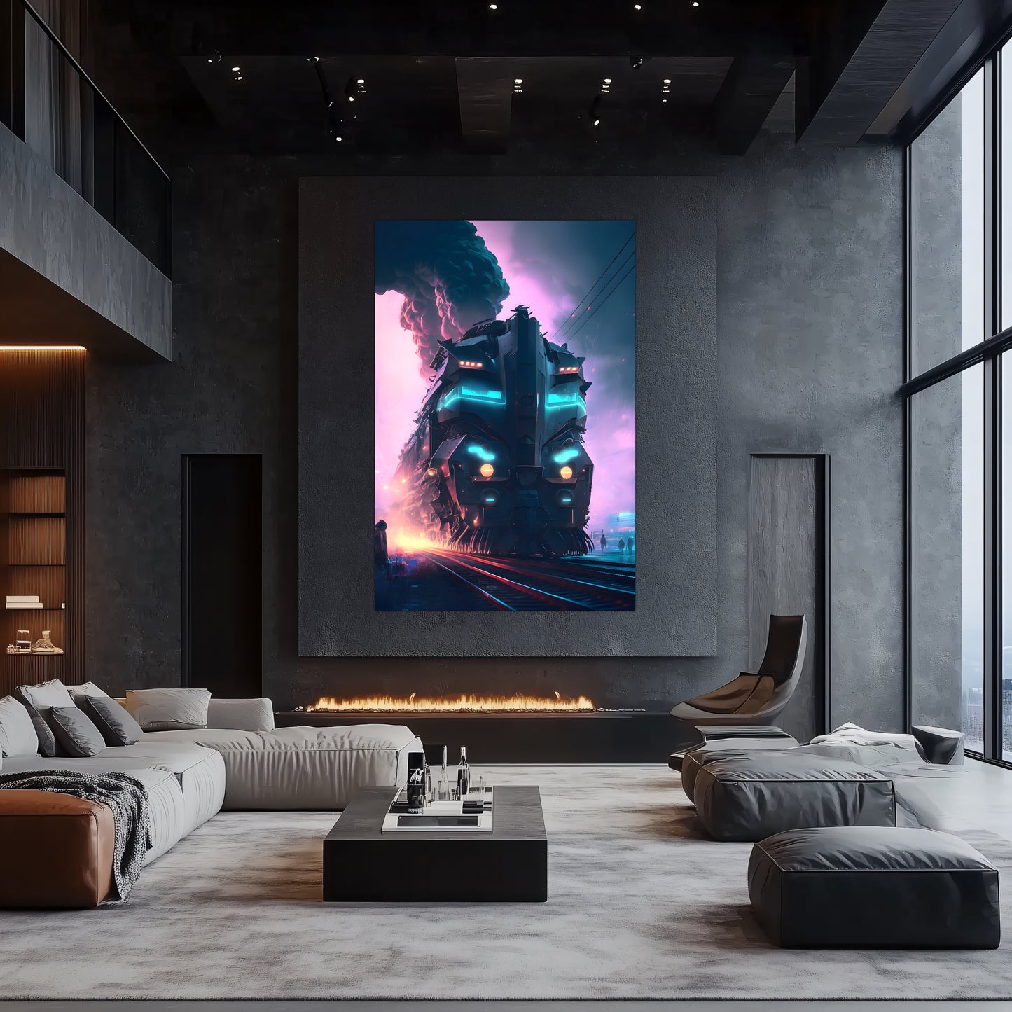 Cyberpunk Train Poster – Neon Hauler | Awe-Inspiring Wall Art for Sci-Fi & Fantasy Train Enthusiasts | Unique and Exclusive Artwork