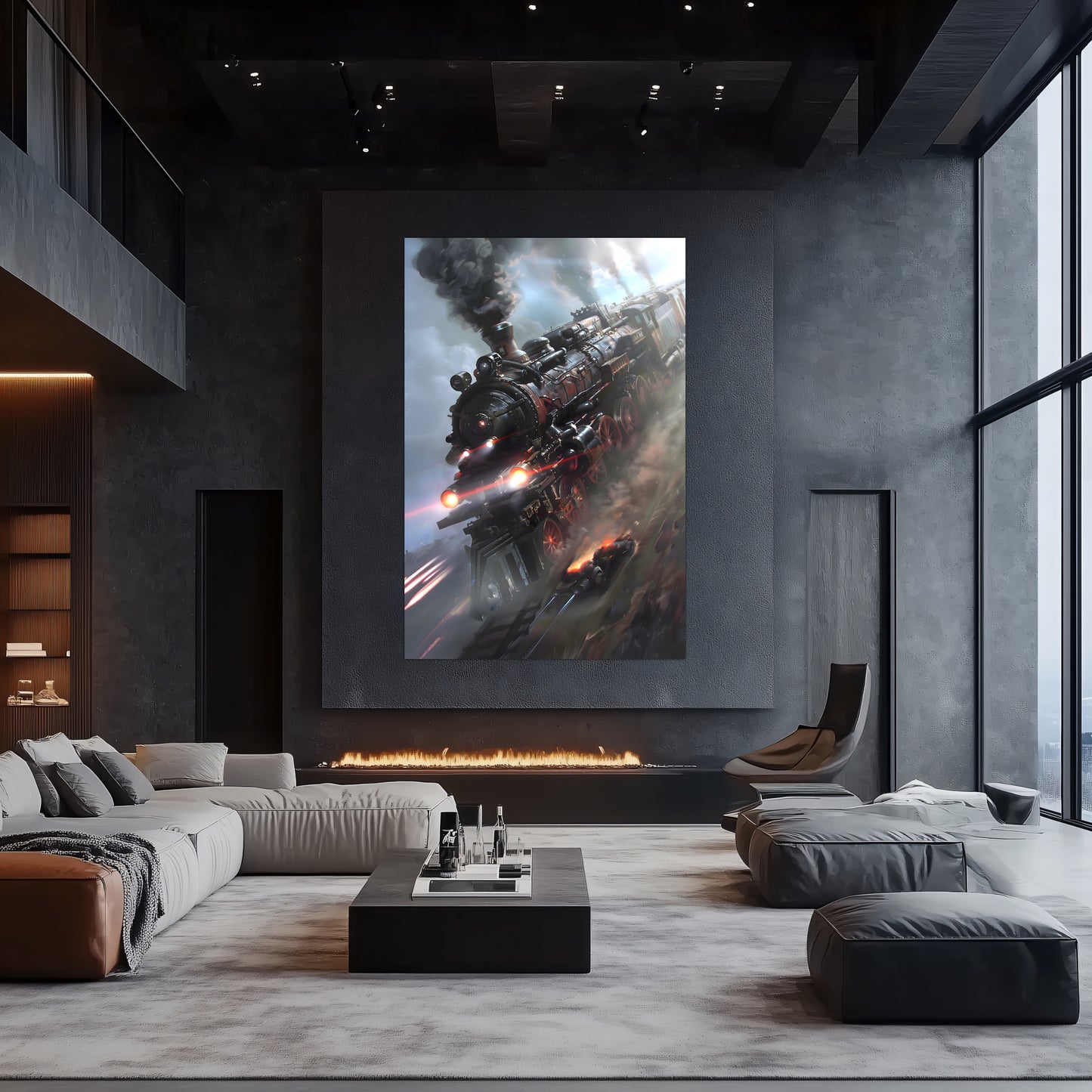 Steampunk Train Poster – Blitzfire Express | Awe-Inspiring Wall Art for Sci-Fi & Fantasy Train Enthusiasts | Unique and Exclusive Artwork