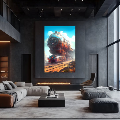Post-Apocalyptic Train Poster – Arcanum Carrier | Awe-Inspiring Wall Art for Sci-Fi & Fantasy Train Enthusiasts | Unique and Exclusive Artwork