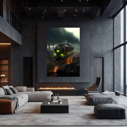 Zombie Train Poster – Dreadcrave Collector | Awe-Inspiring Wall Art for Sci-Fi & Fantasy Train Enthusiasts | Unique and Exclusive Artwork