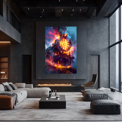Steampunk Train Poster – Eternal Engine | Awe-Inspiring Wall Art for Sci-Fi & Fantasy Train Enthusiasts | Unique and Exclusive Artwork