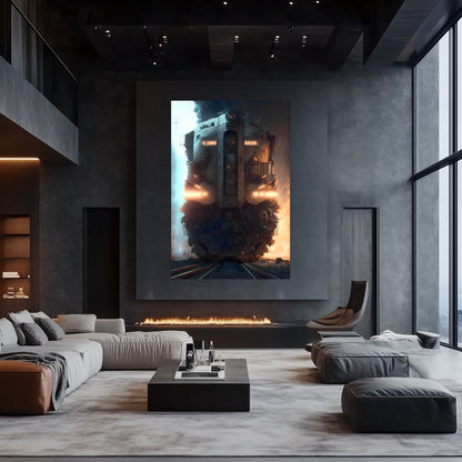 Diesel Train Poster – Warhound Mk IV | Awe-Inspiring Wall Art for Sci-Fi & Fantasy Train Enthusiasts | Unique and Exclusive Artwork