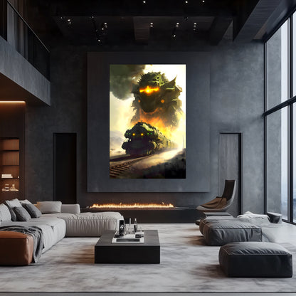 Fantasy Train Poster – Viridian Wyrmhauler | Awe-Inspiring Wall Art for Sci-Fi & Fantasy Train Enthusiasts | Unique and Exclusive Artwork