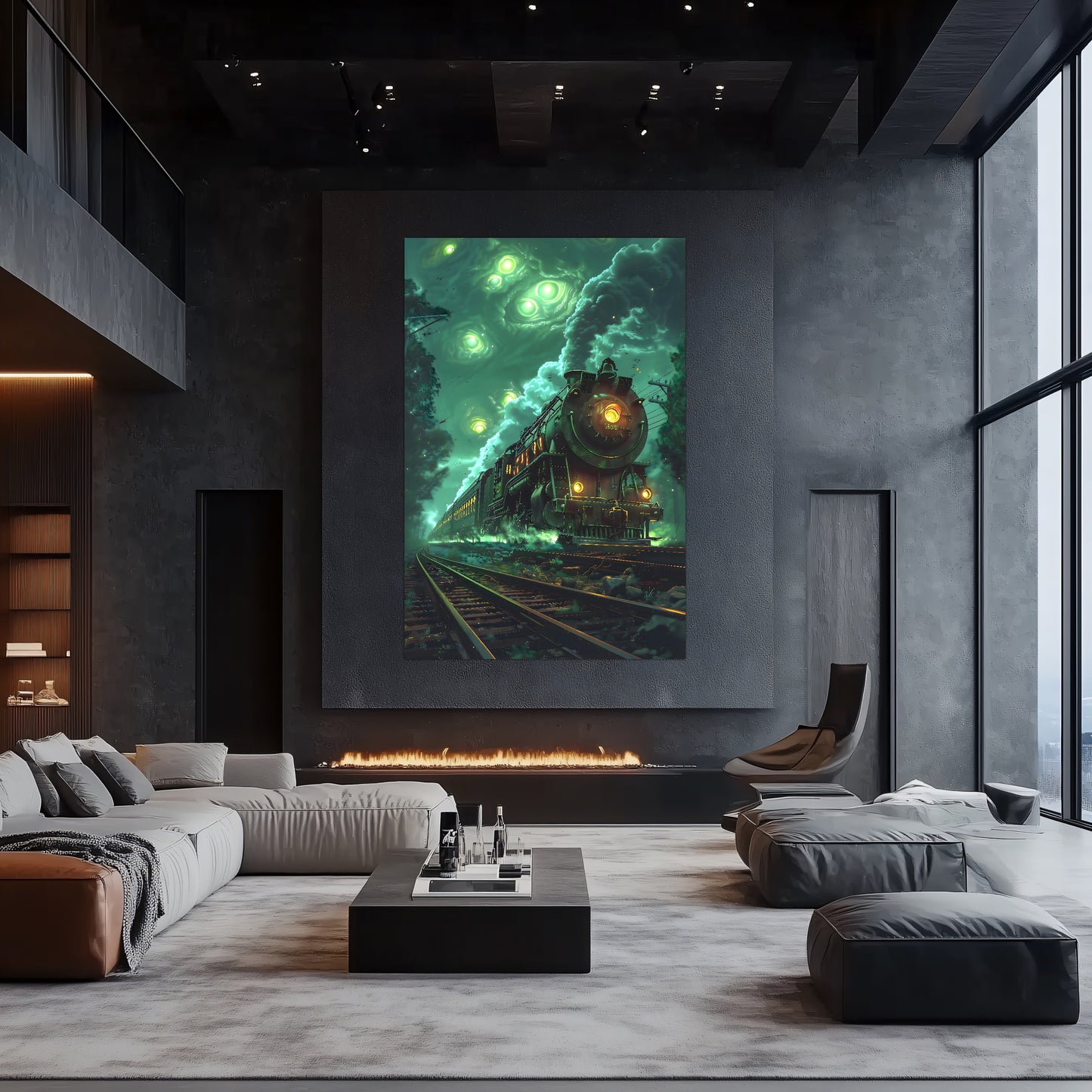 Fantasy Train Poster – The Emerald Phantom | Awe-Inspiring Wall Art for Sci-Fi & Fantasy Train Enthusiasts | Unique and Exclusive Artwork